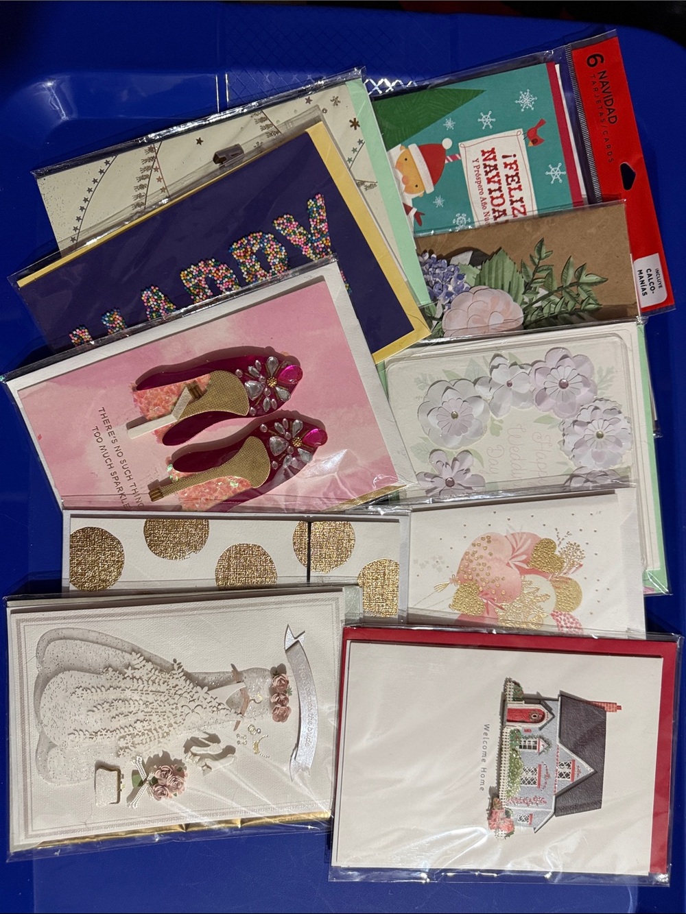 Hallmark Assorted Greeting Card Set - Pink, Gold, White, Purple, Green, Red